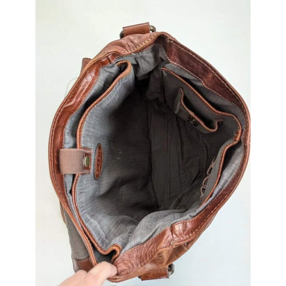 Fossil Vintage Brown Leather Crossbody Satchel Bag